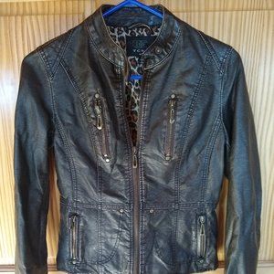 TCEC Faux Leather Brown Fitted Jacket Size S